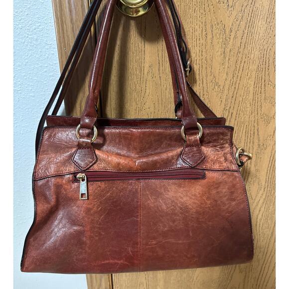 Wilsons Leather Burgundy Brown Leather Shoulder Bag Purse 14x8x8 Double Handle - Picture 2 of 16
